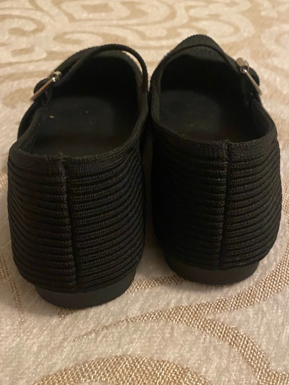 MIA Girl Black Knit Mary Jane Flats Buckle Strap Comfort Shoes Size 8